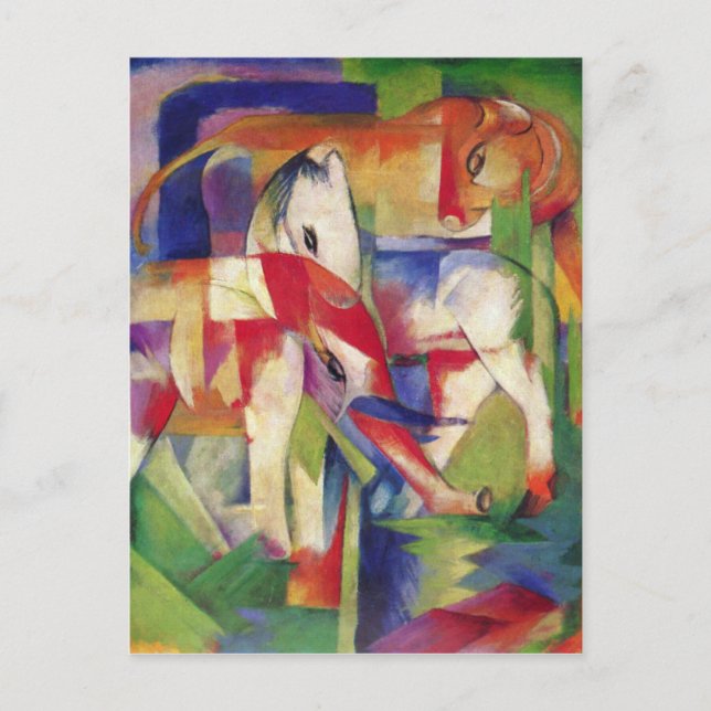 Franz Marc - Elephant, Horse, Cattle, Winter Vykort (Framsida)