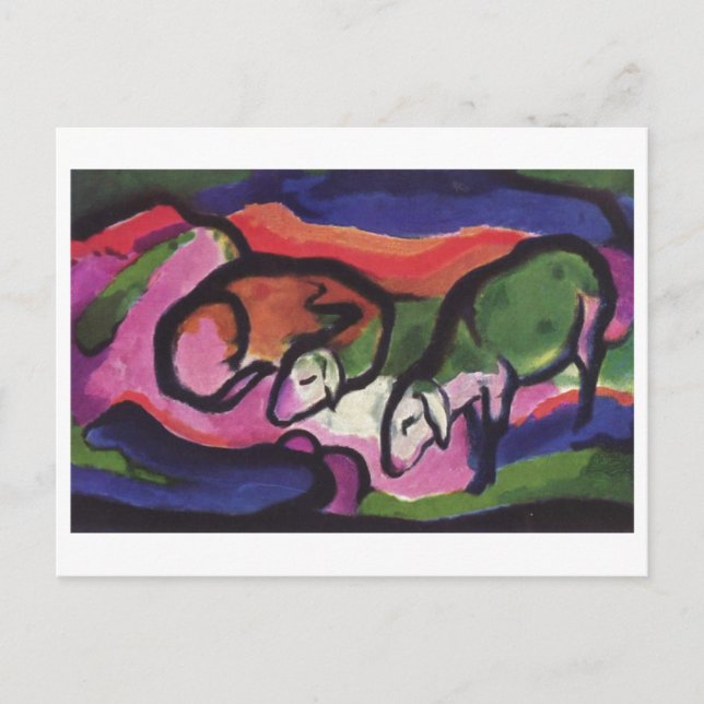 Franz Marc - Får 1912 Canvas Ewe Ram Wool Påsk Helg Vykort (Framsida)