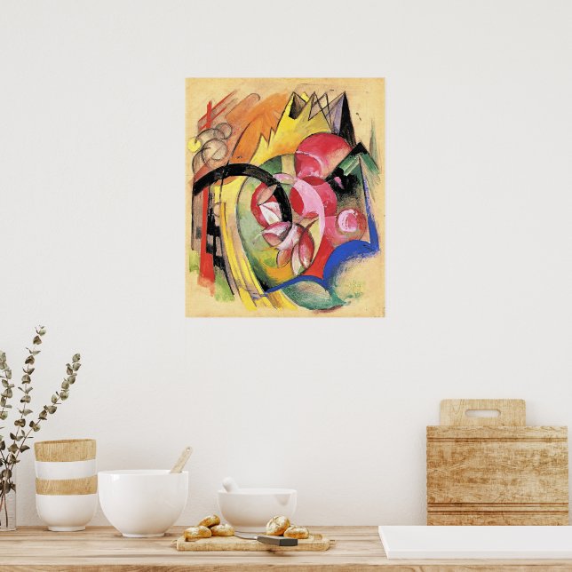 Franz Marc, Färgrika blommor, Poster (Kök)