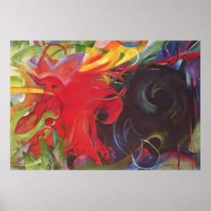 Franz Marc - Fighting Forms 1914 Färg Black Red Poster