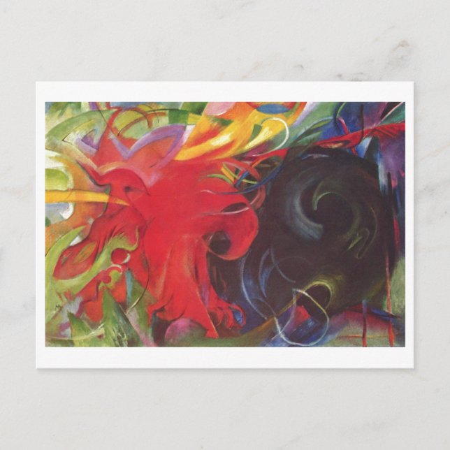 Franz Marc - Fighting Forms 1914 Färg Black Red Vykort (Framsida)