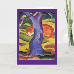 Franz Marc, Fine Art, Katt Gömmande bakom Träd, Kort