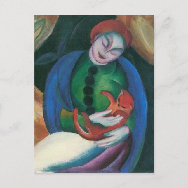 Franz Marc - Girl med Cat II Vykort (Framsida)