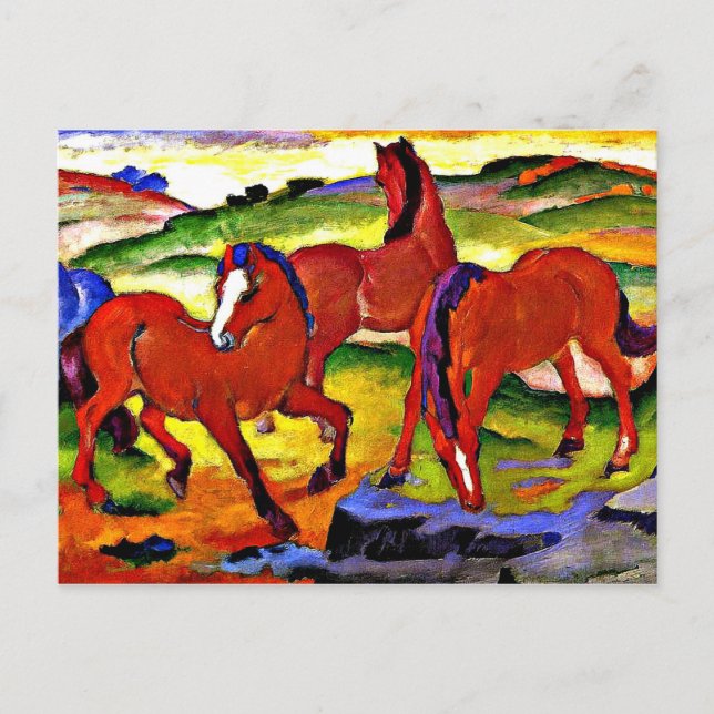 Franz Marc - Grasing Horses IV. 1911 Vykort (Framsida)