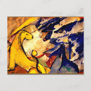 Franz Marc - Gult Lejon, Blue Foxes, Blue Horse Vykort