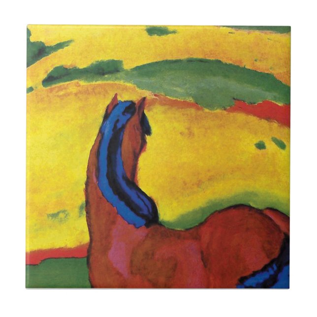 Franz Marc - Häst i ett landskapsmåleri Kakelplatta (Framsidan)
