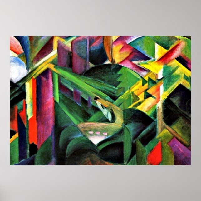 Franz Marc: Hjort i klosterträdgården Poster (Framsidan)