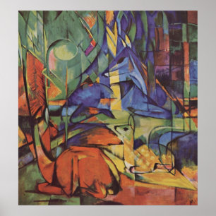 Franz Marc - Hjort i Skogen II 1913-14 Måne Fawn Poster