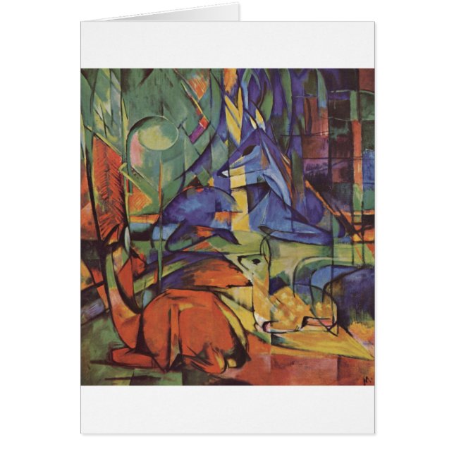 Franz Marc - hjort i skogen II 1913-14 måne lismar Hälsningskort (Framsidan)