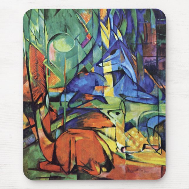 Franz Marc - hjort i skogen (II) Musmatta (Framsidan)