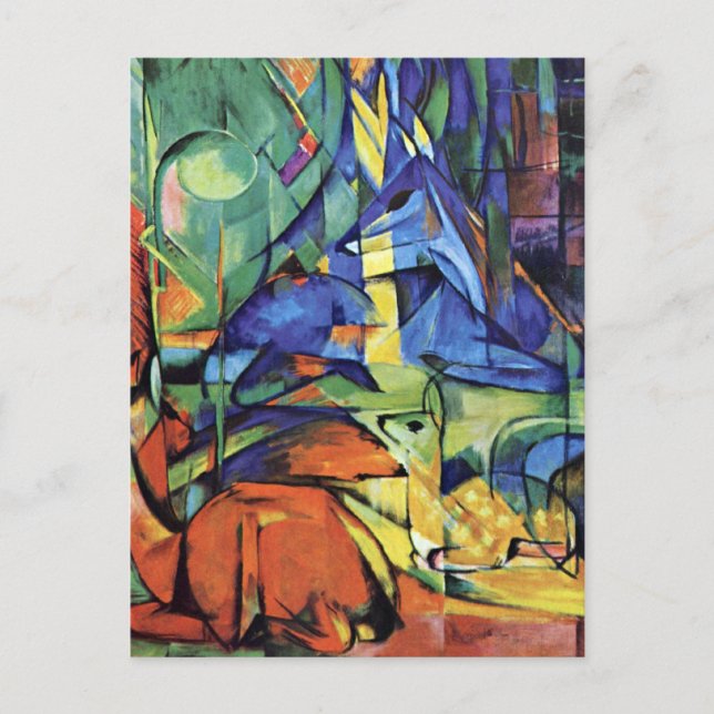 Franz Marc - hjort i skogen (II) Vykort (Framsida)