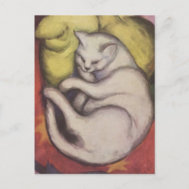 Franz Marc - Katt på en Gult Cushion Vykort (Framsida)