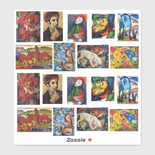 Franz Marc konstmålningar Klistermärken (Ark)