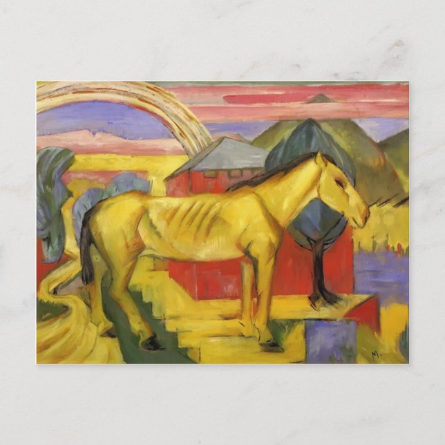 Franz Marc- Long Gult Horse Vykort (Framsida)