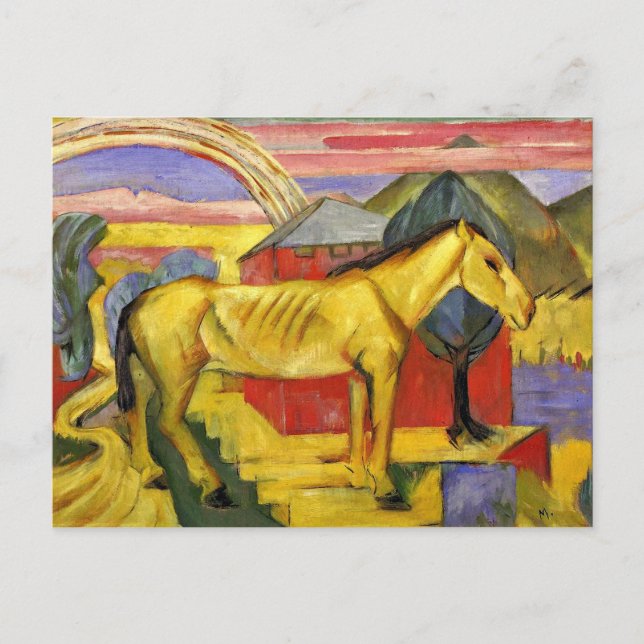 Franz Marc - Long Gult Horse Vykort (Framsida)