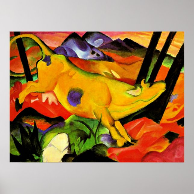 Franz Marc-målning, Gulten Cow Poster (Framsidan)