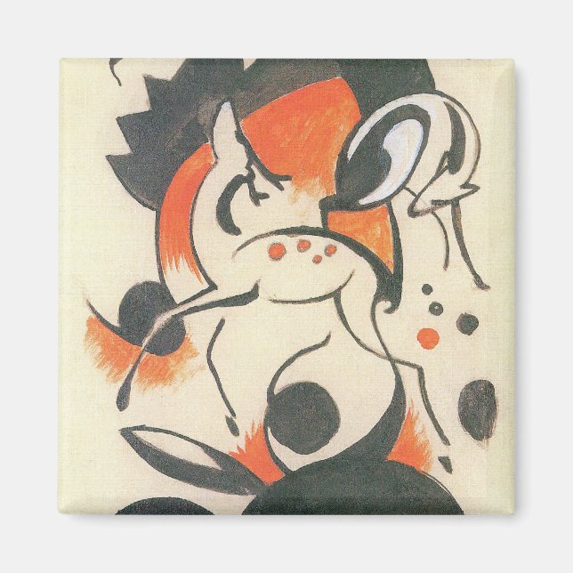 Franz Marc Marc:s sammansättning med två Hjortar Magnet (Framsidan)