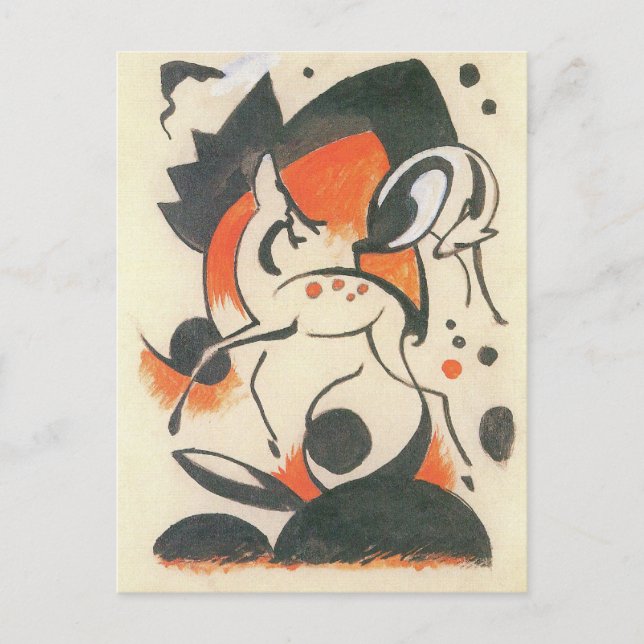 Franz Marc Marc:s sammansättning med två Hjortar Vykort (Framsida)