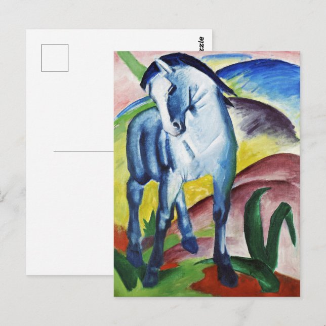 Franz Marc Modern Blå Häst I Expressionistisk Kons Vykort (Fram/baksida)