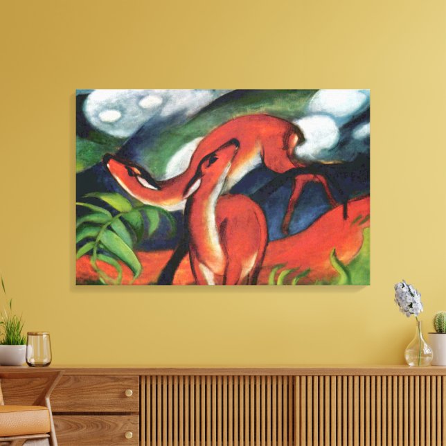 Franz Marc Rött hjort II Expressionistisk målning Canvastryck (Insitu (Vardagsrum))