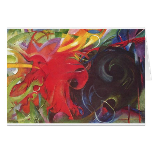 Franz Marc - stridighet bildar 1914 svart rött för Hälsningskort (Framsidan Horizontal)