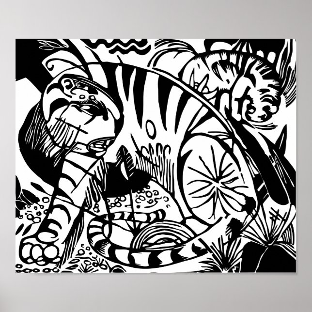 Franz Marc - Svart och vit tiger - Abstrakt konst Poster (Framsidan)