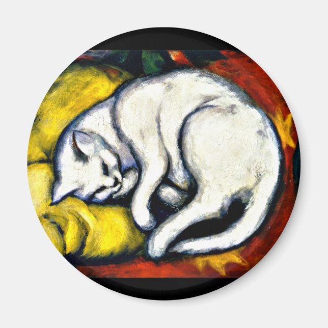 Franz Marc - The White Cat, bra Art-målning, Magnet (Framsidan)