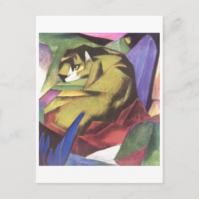 Franz Marc - Tiger 1912 Cat Jungle Canvas Gult Vykort (Framsida)