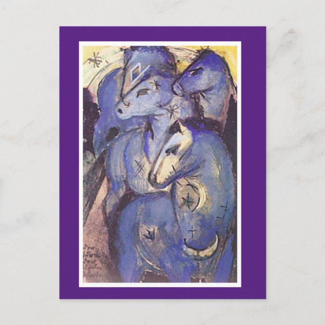 Franz Marc, Torn of Blue Horses, Fine Art Vykort (Framsida)