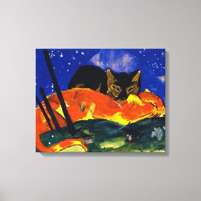 Franz Marc - Två katter, berömd Canvastryck (Framsida)