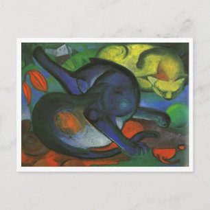 Franz Marc - Två Katter Blue & Gult 1912 kattunge- Vykort