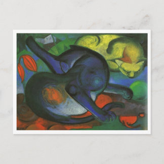 Franz Marc - Två Katter Blue & Gult 1912 kattunge- Vykort