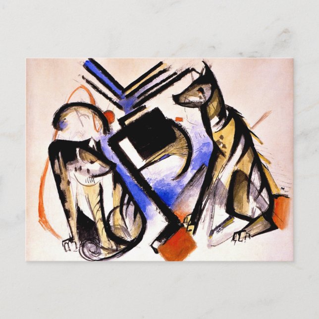 Franz Marc - två Vargar Vykort (Framsida)