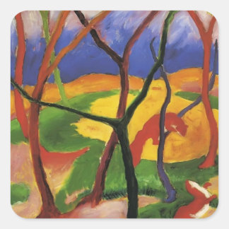 Franz Marc- Weasels Spela Fyrkantigt Klistermärke