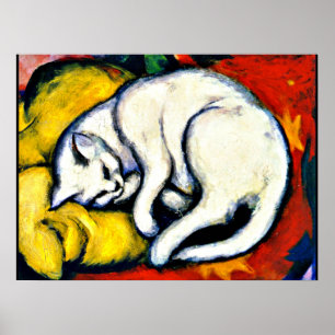 Franz Marc - White Cat. berömd-målning Poster