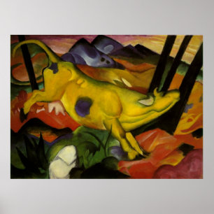 Franz Mark - Gult Cow 1911 Canvas Spot Mjölk Cows Poster