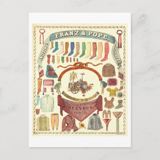 Franz & Pope Knitting Maskin Annons Vykort (Framsida)