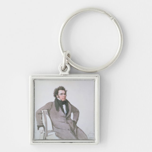Franz Schubert, 1825 Fyrkantig Silverfärgad Nyckelring (Framsidan)