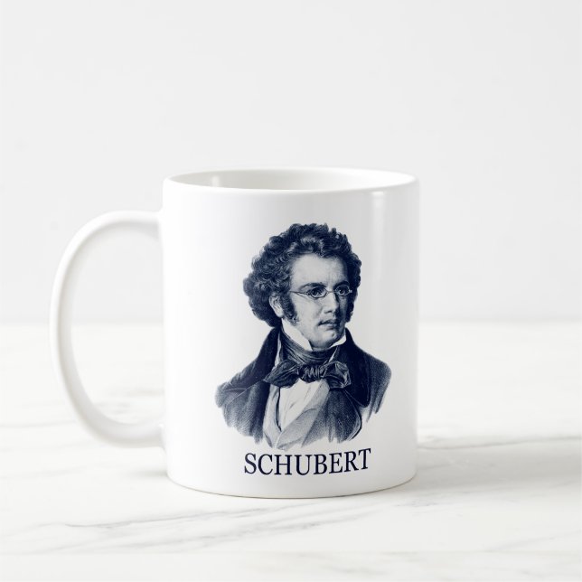 Franz Schubert, blått Kaffemugg (Vänster)