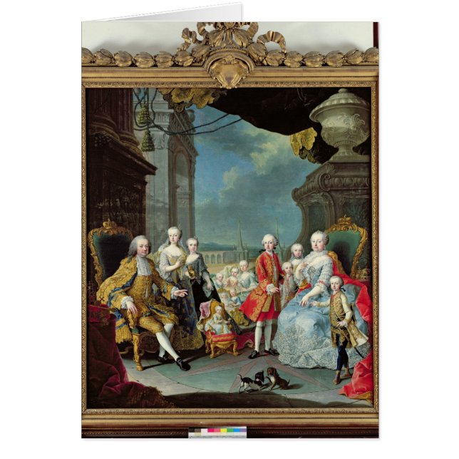 Franz Stephan mig med hans fru Marie-Therese Hälsningskort (Framsidan)