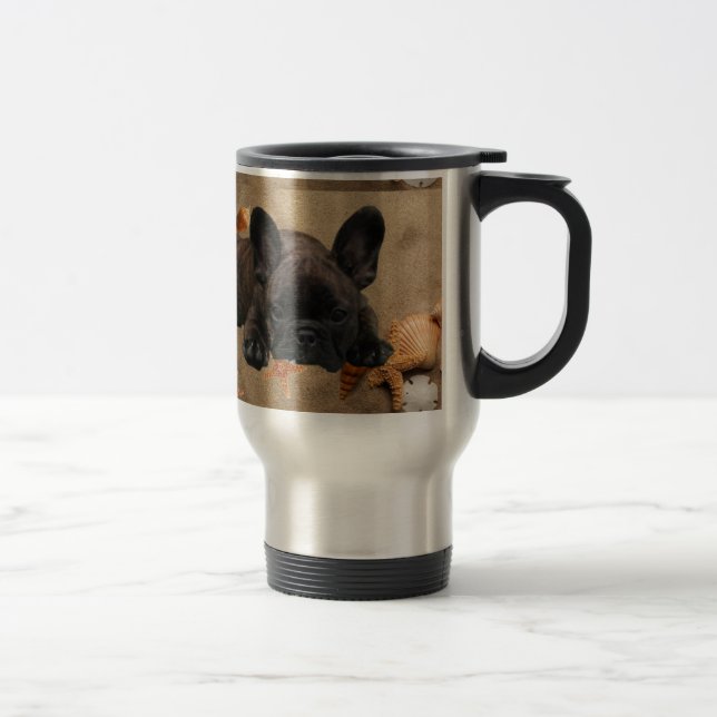 Französische Bulldogge am Strand French Bulldog  Resemugg (Höger)