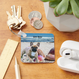 Französische Bulldogge am Strand Nyckelring