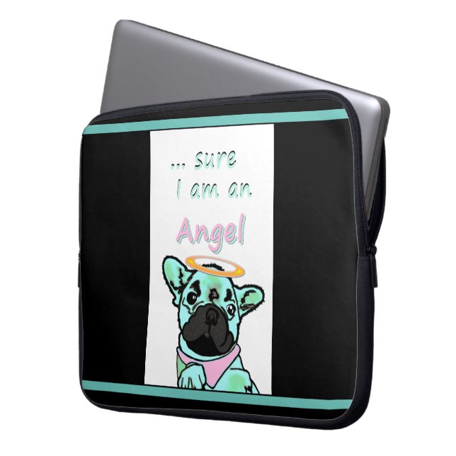 Französische Bulldogge Angel Laptop Fodral (Framsidan Vänster)