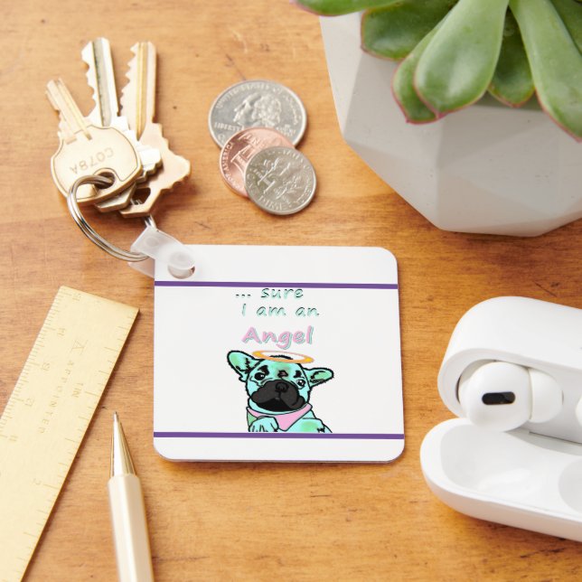 Französische Bulldogge Angel Nyckelring (Skrivbord)