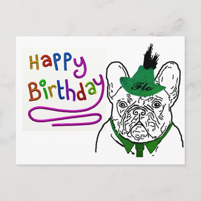 Französische Bulldogge Birthday French Bulldog Vykort (Framsida)