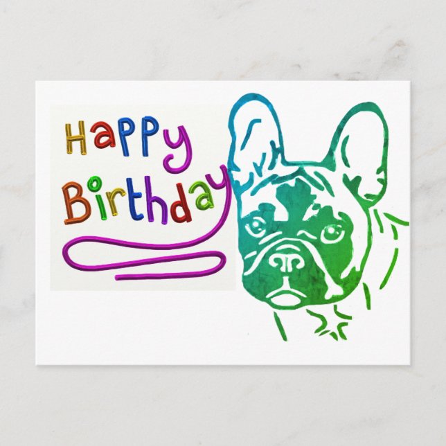 Französische Bulldogge Birthday French Bulldog Vykort (Framsida)