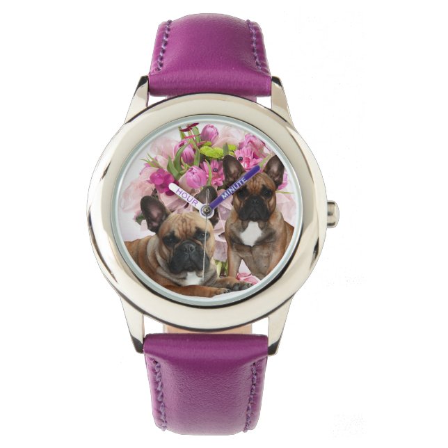 Französische Bulldogge Blumen French Bulldog Feier Armbandsur (Framsida)