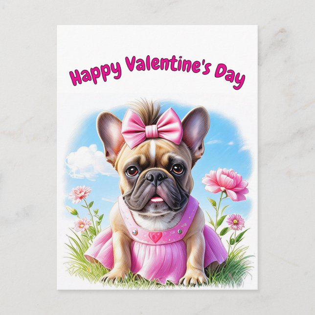 Französische Bulldogge Blumen French Bulldog Vykort (Framsida)