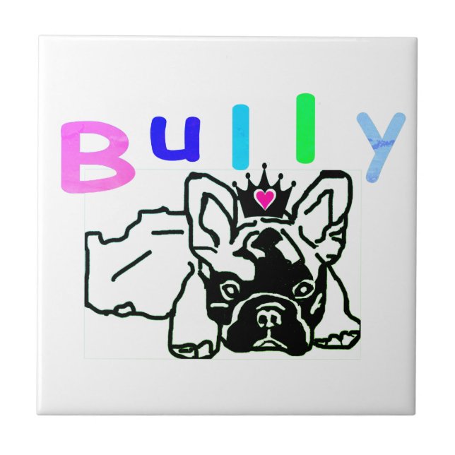 Französische Bulldogge Bully French Bulldog Kakelplatta (Framsidan)