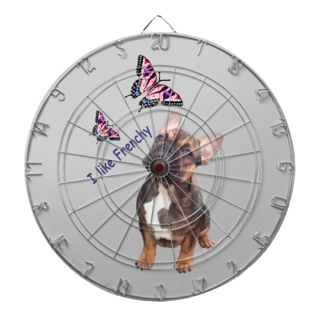 Französische Bulldogge Butterflies Day Bulldog Darttavla (Framsidan)